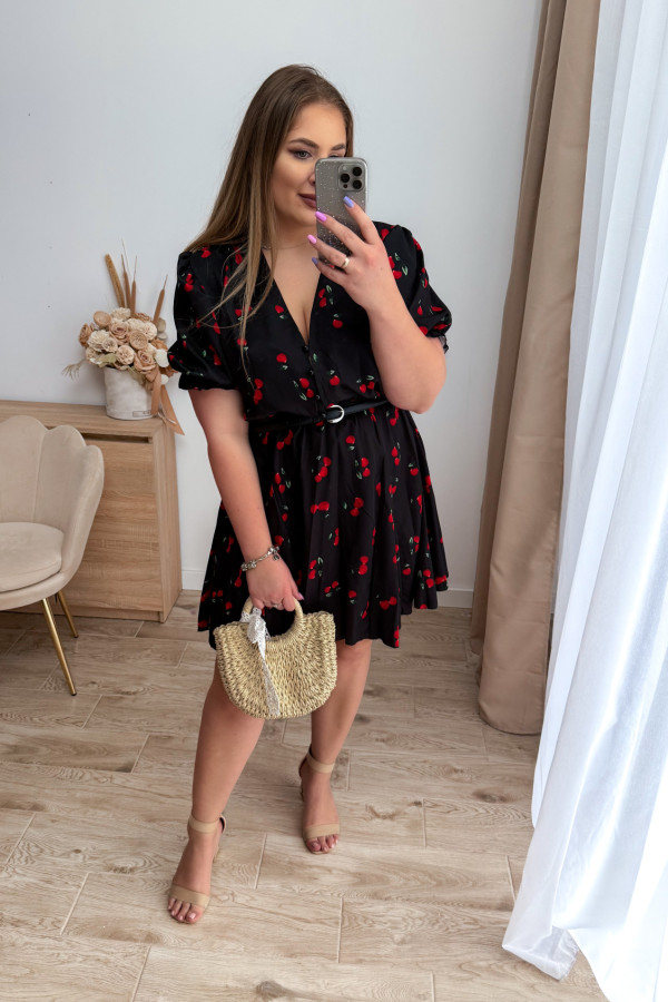 PREORDER Sukienka krótka plus size czarna w wisienki Lora mini (dostawa 29-30/04) 9