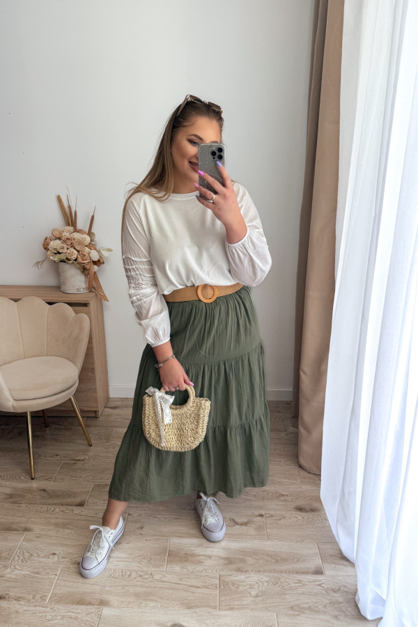 Spódnica z falbanami Cleo - khaki 2