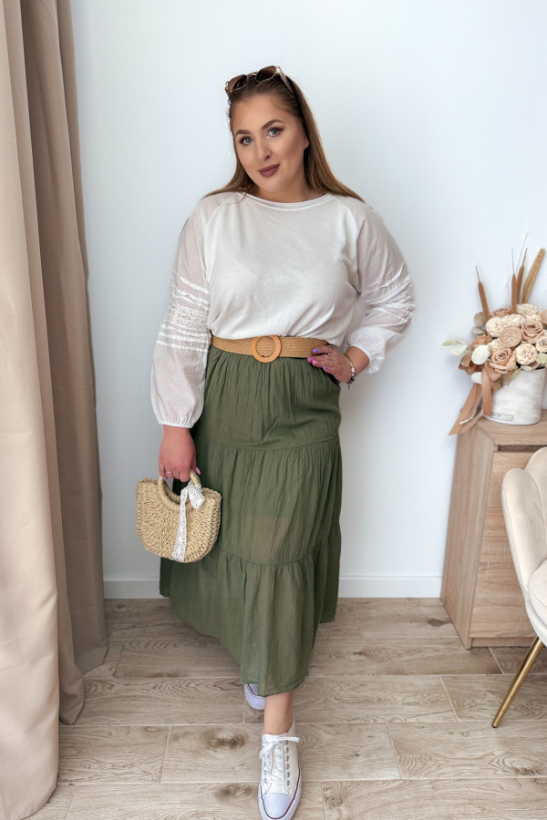 Spódnica z falbanami Cleo - khaki