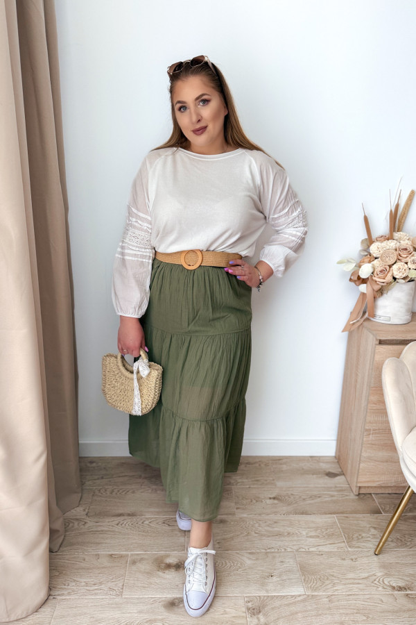 Spódnica z falbanami Cleo - khaki 4
