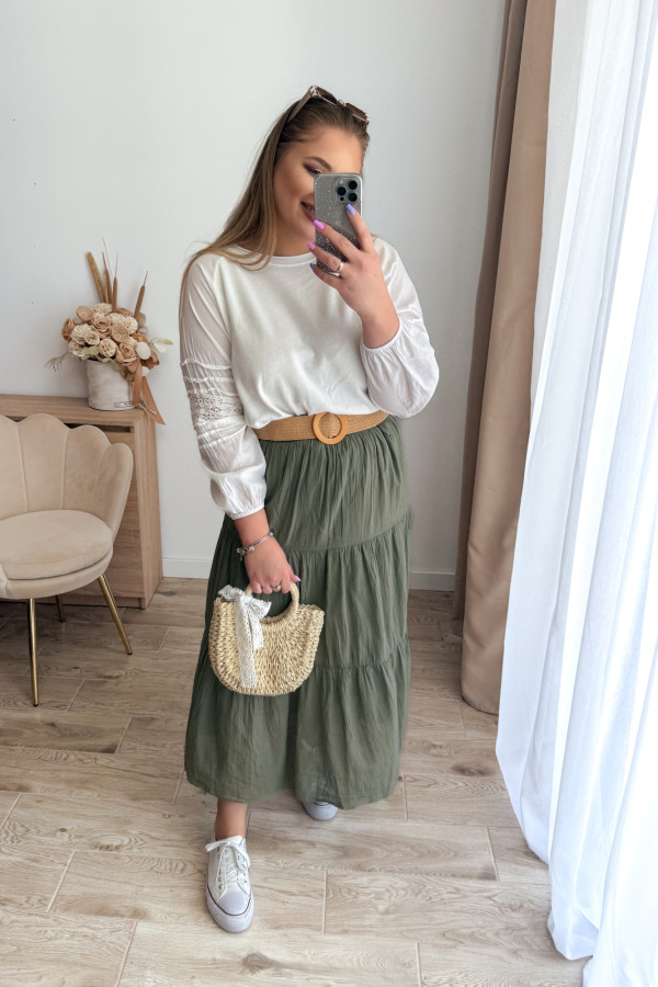 Spódnica z falbanami Cleo - khaki 5