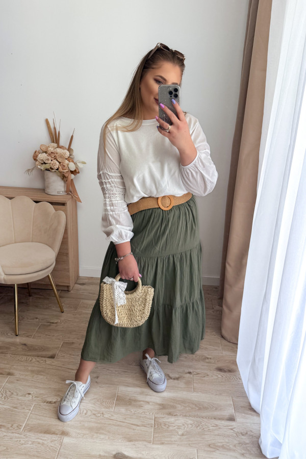 Spódnica z falbanami Cleo - khaki 7