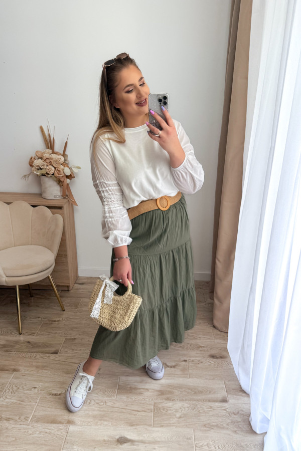 Spódnica z falbanami Cleo - khaki 9