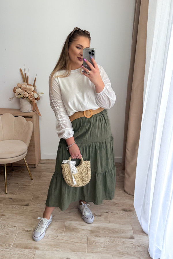 Spódnica z falbanami Cleo - khaki 10