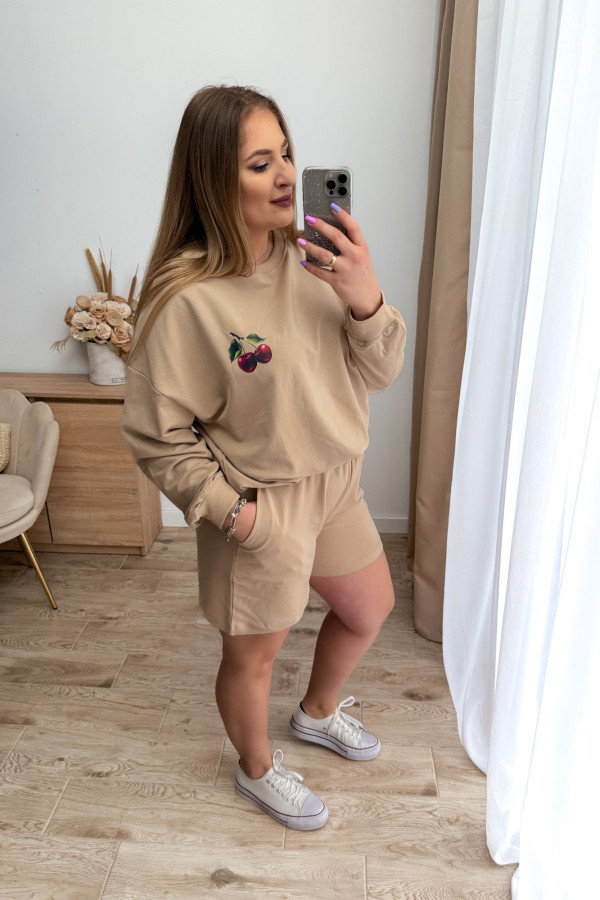 Komplet oversize bluza+spodenki Tracy - beż 5