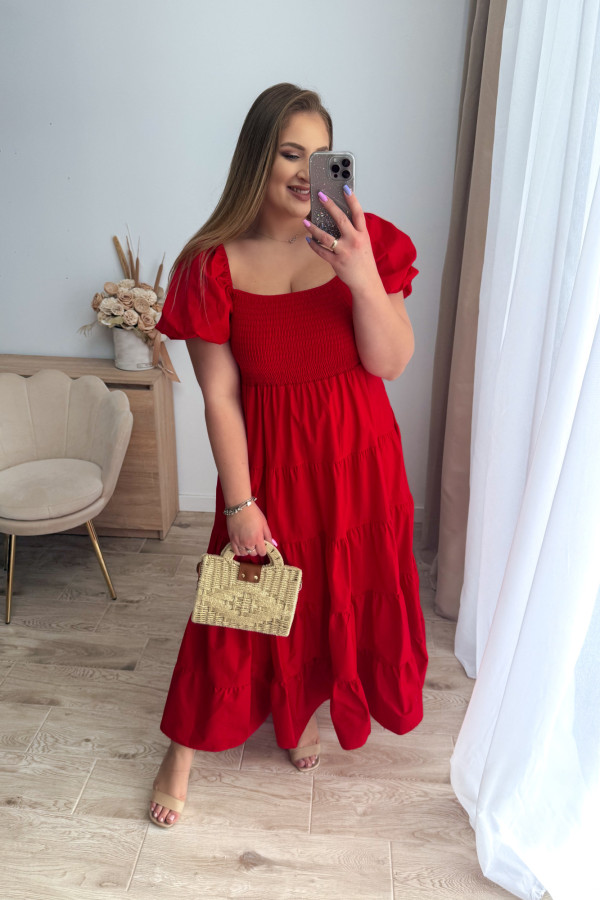 Sukienka z falbankami maxi Jette - czerwona 2