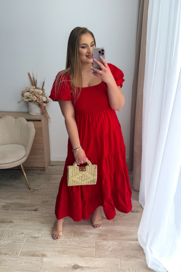 Sukienka z falbankami maxi Jette - czerwona 4