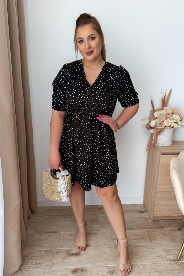 Sukienka krótka plus size czarna w kropeczki Nola 2