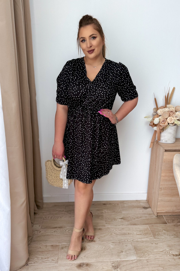 Sukienka krótka plus size czarna w kropeczki Nola 4