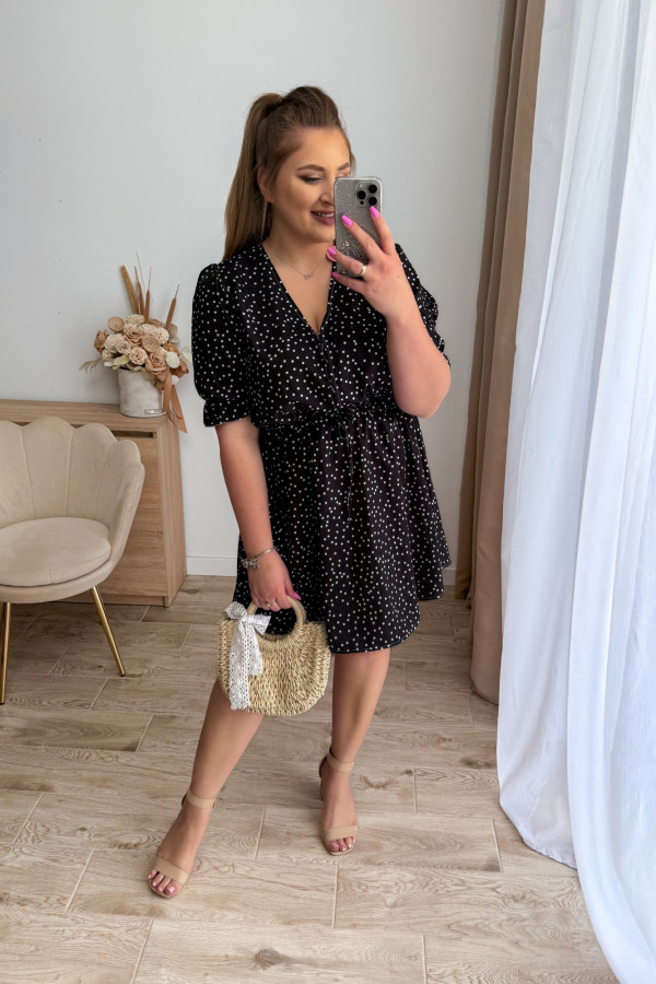 Sukienka krótka plus size czarna w kropeczki Nola 5