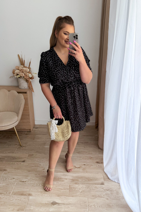 Sukienka krótka plus size czarna w kropeczki Nola 6