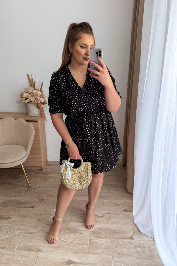 Sukienka krótka plus size czarna w kropeczki Nola 8