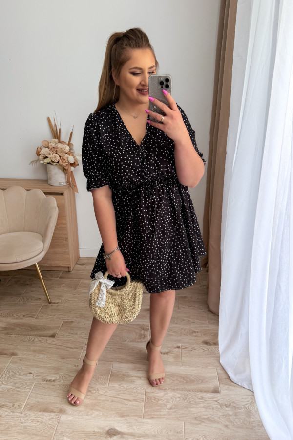 Sukienka krótka plus size czarna w kropeczki Nola 9