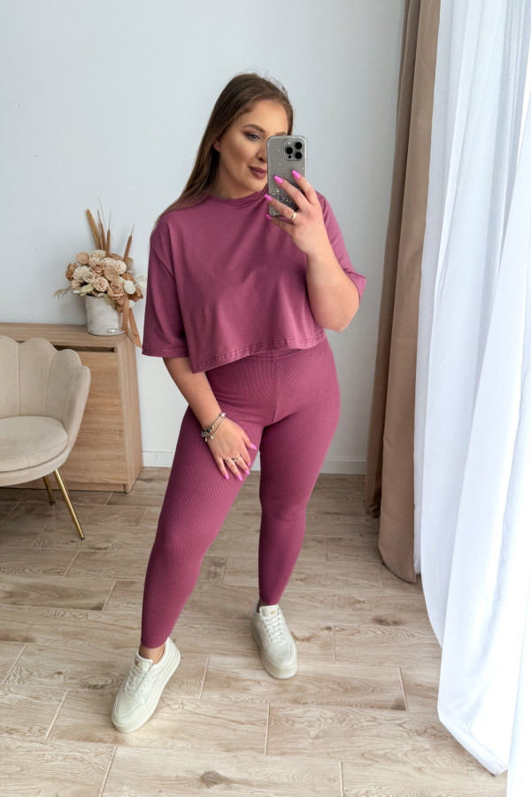 Komplet koszulka+prążkowane legginsy Tilly - jagoda 7