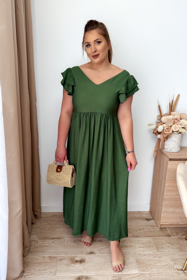 Sukienka z okrytymi plecami Amira - khaki 2