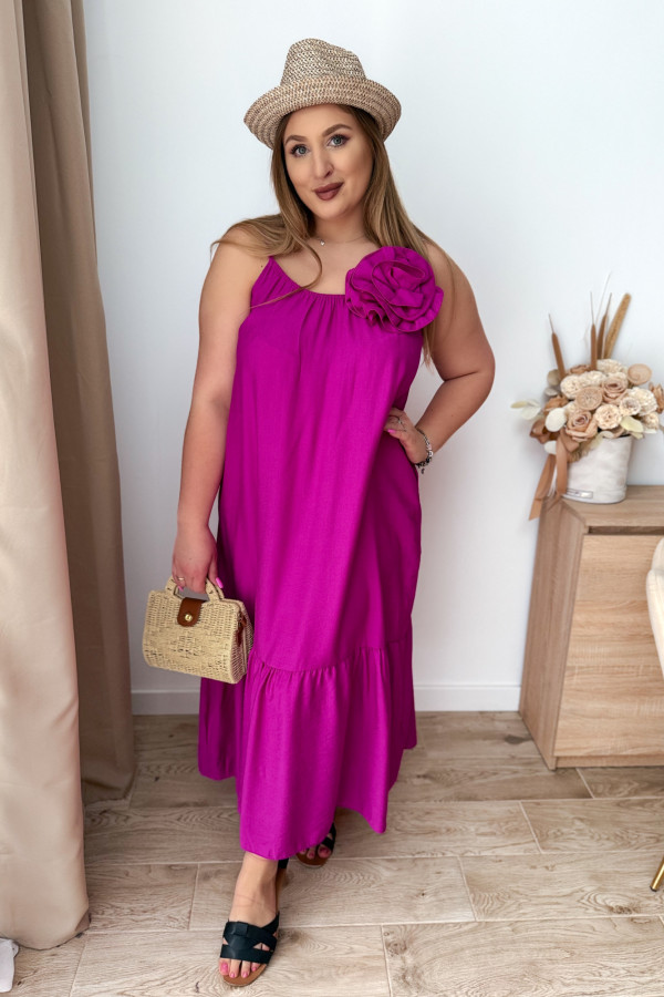 Sukienka maxi na ramiączka z różą Chantal - amarant 3