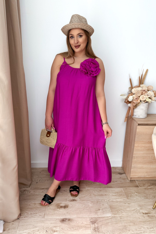 Sukienka maxi na ramiączka z różą Chantal - amarant 4