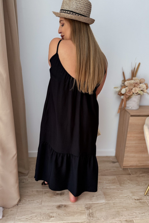 Sukienka maxi na ramiączka z różą Chantal - czarna 5
