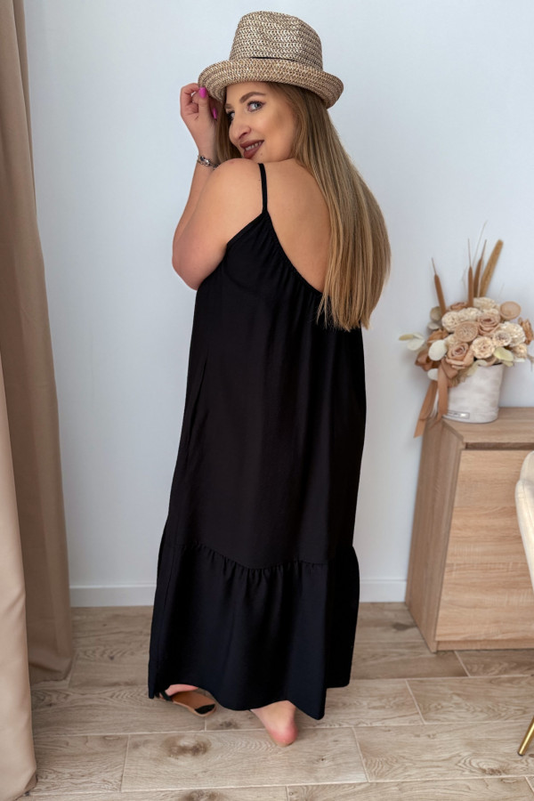 Sukienka maxi na ramiączka z różą Chantal - czarna 6