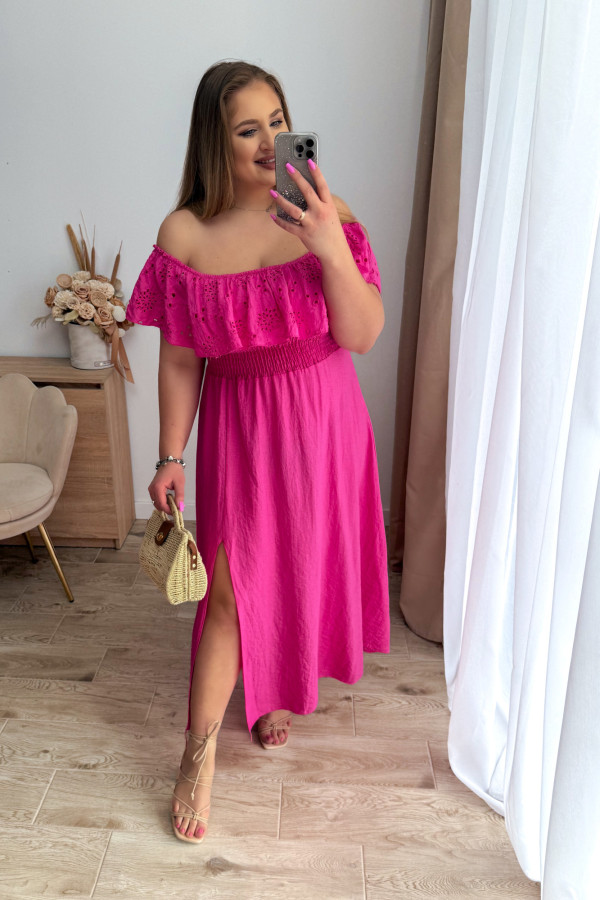Sukienka maxi hiszpanka z koronką Eleanor - roż 6