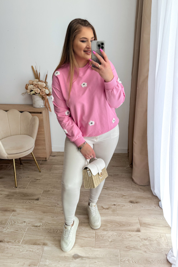 Bluza oversize w kwiatki Kiki - róż 1