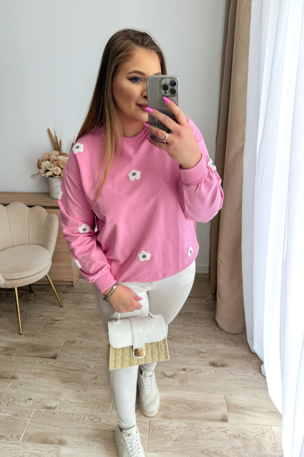 Bluza oversize w kwiatki Kiki - róż 2