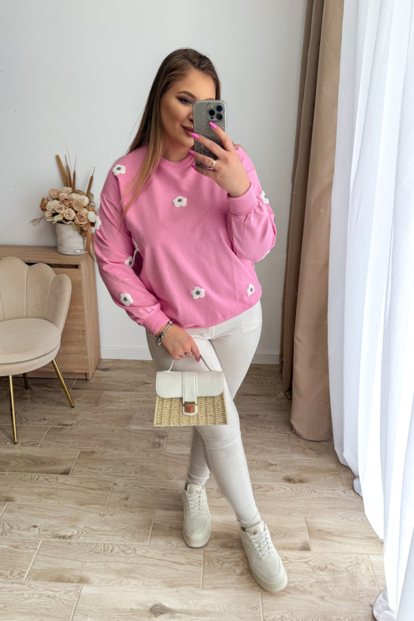 Bluza oversize w kwiatki Kiki - róż 3