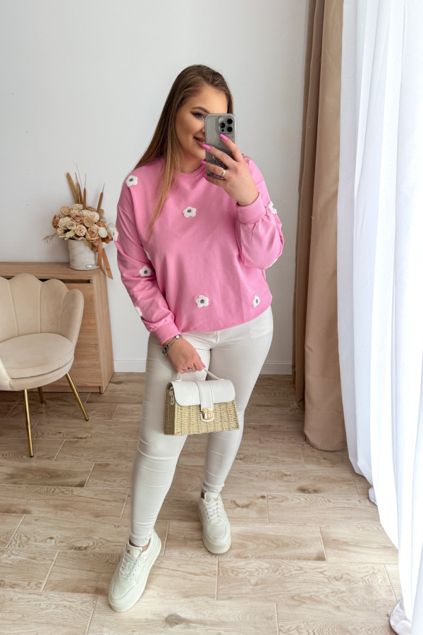 Bluza oversize w kwiatki Kiki - róż 4