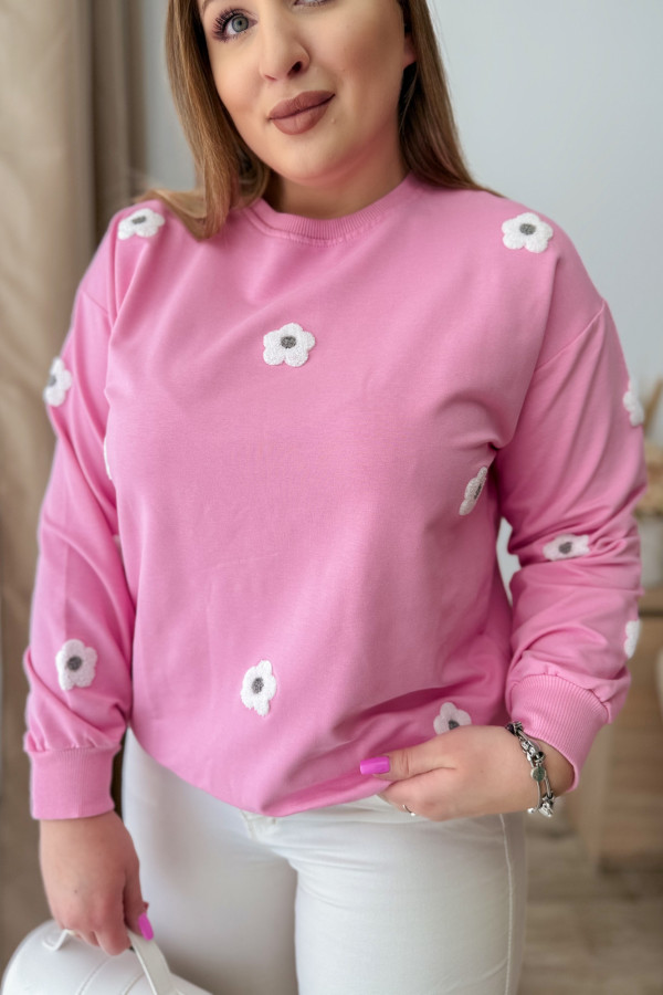 Bluza oversize w kwiatki Kiki - róż 6