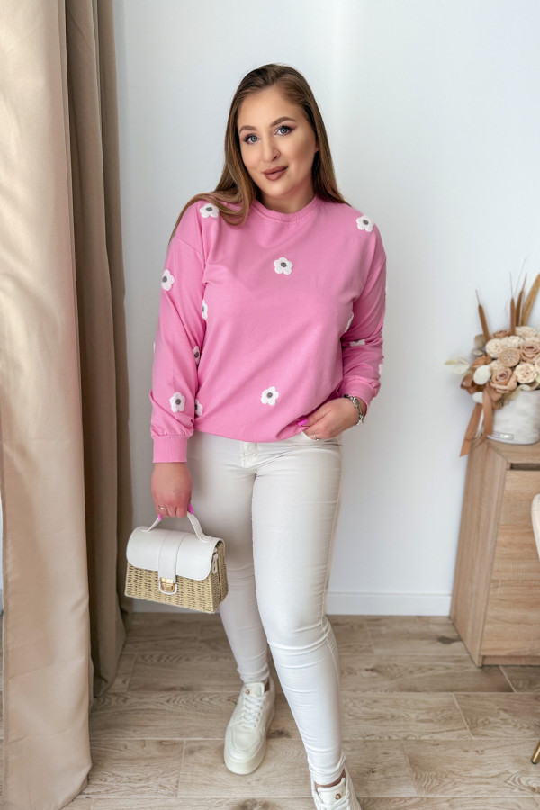 Bluza oversize w kwiatki Kiki - róż 7