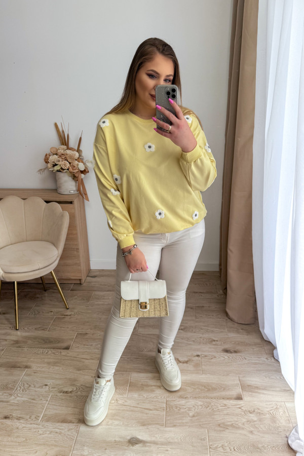 Bluza oversize w kwiatki Kiki - żółta 7