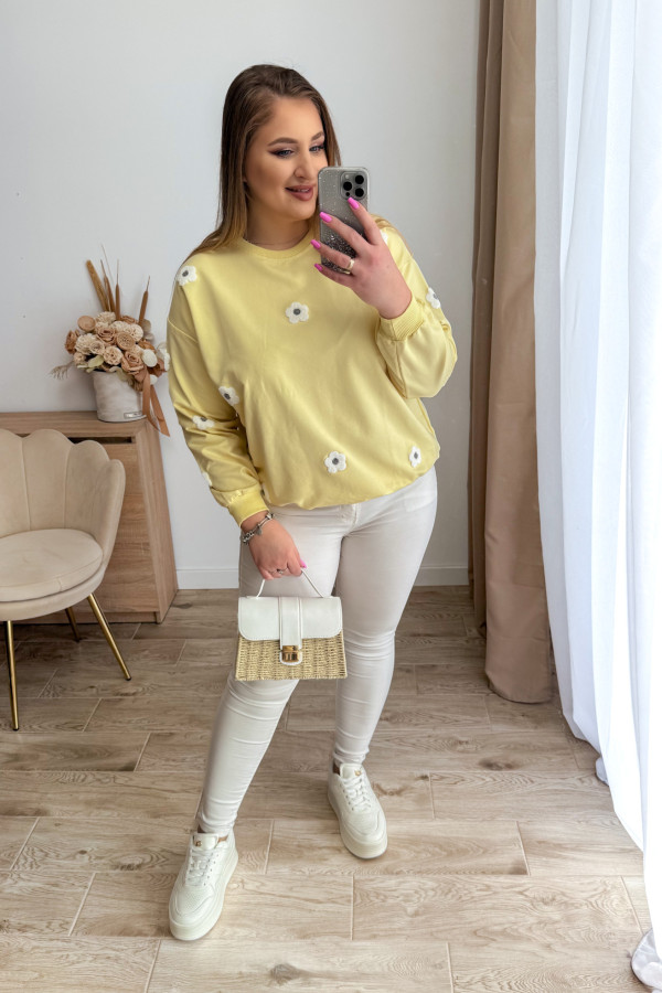 Bluza oversize w kwiatki Kiki - żółta 8