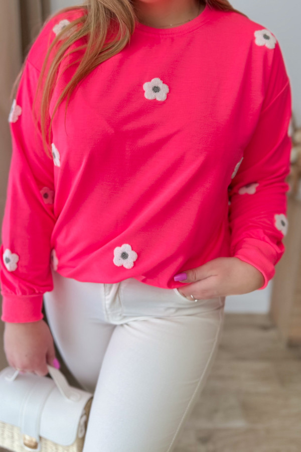 Bluza oversize w kwiatki Kiki - neonowa 1