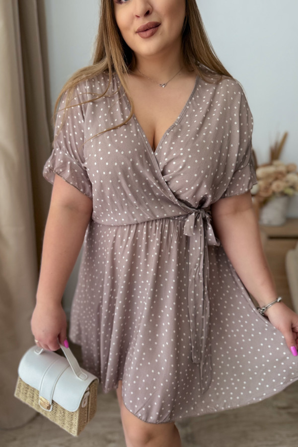 Sukienka krótka plus size fango w kropeczki Kaia 1
