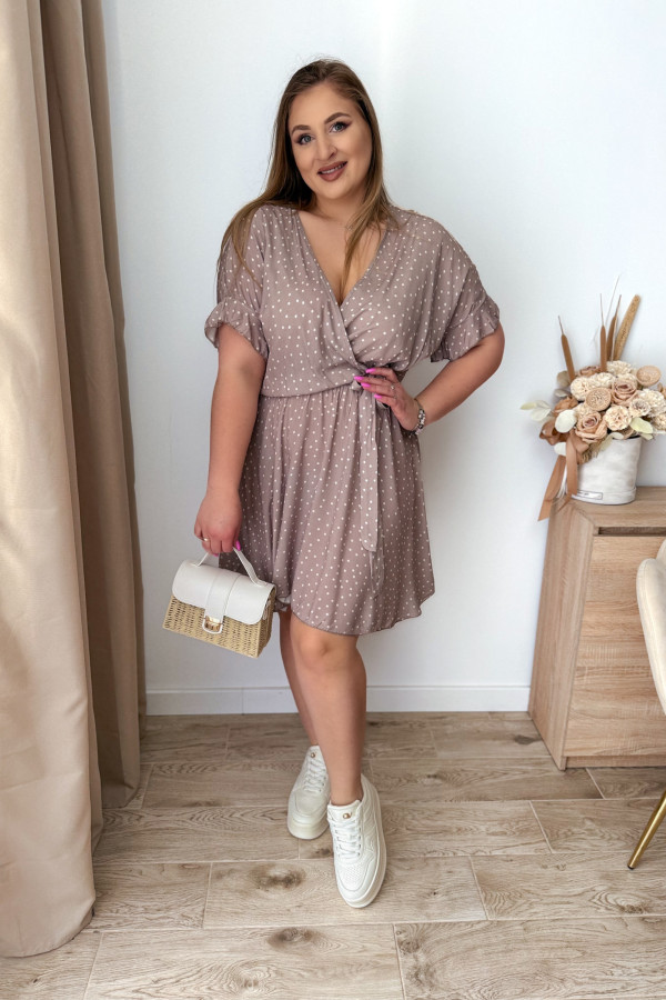Sukienka krótka plus size fango w kropeczki Kaia 2
