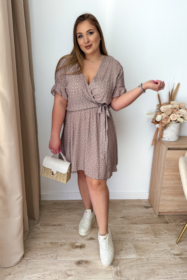 Sukienka krótka plus size fango w kropeczki Kaia 5