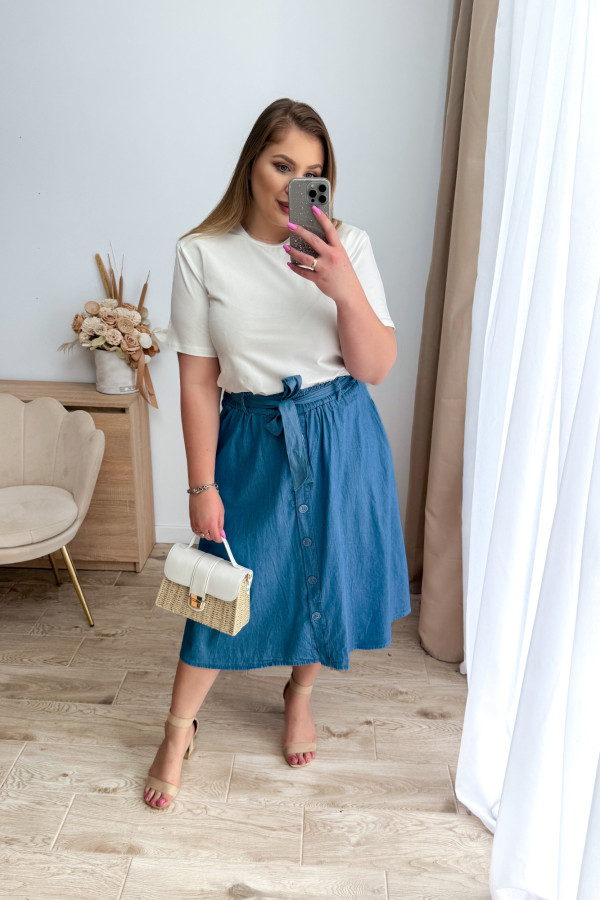 Spódnica midi a`la jeansowa z guzikami Indigo 1