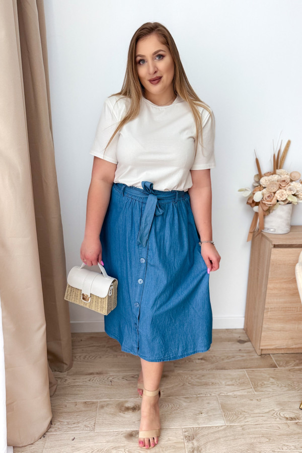 Spódnica midi a`la jeansowa z guzikami Indigo 3