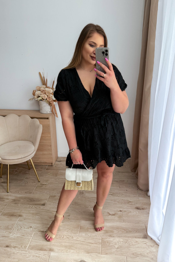 Sukienka krótka ażurkowa Elodie - czarna 8