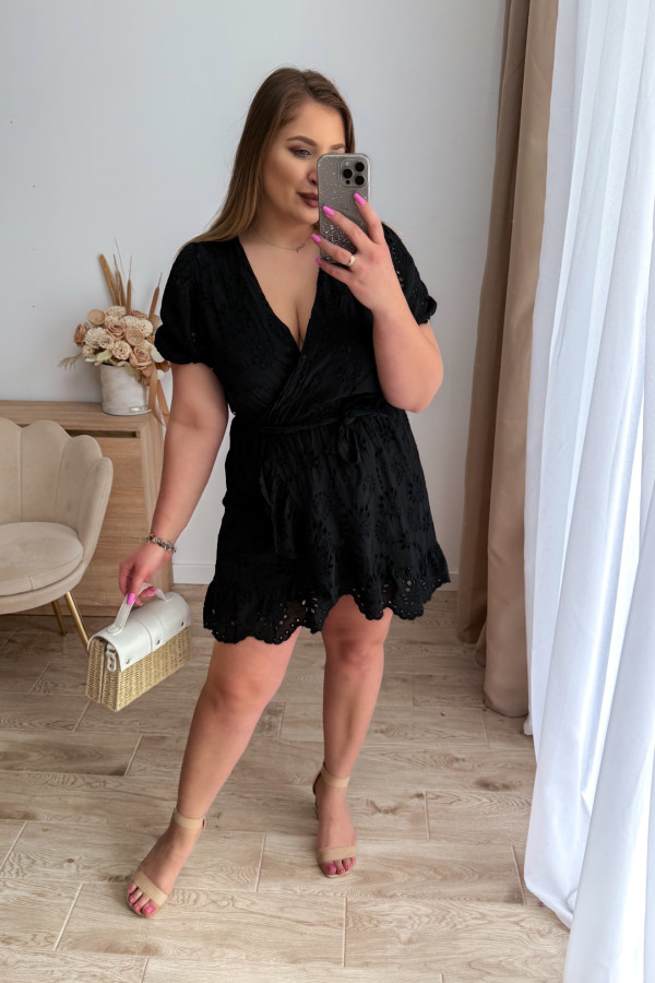 Sukienka krótka ażurkowa Elodie - czarna 10