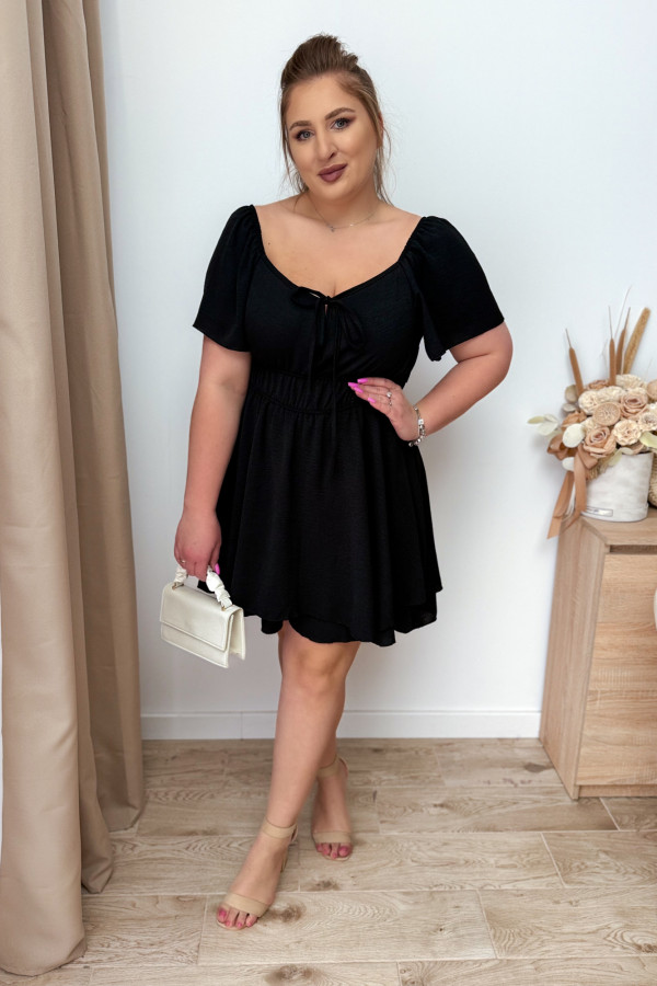 Kombinezon plus size z wiązaniem na dekolcie Lavinia - czarny 7