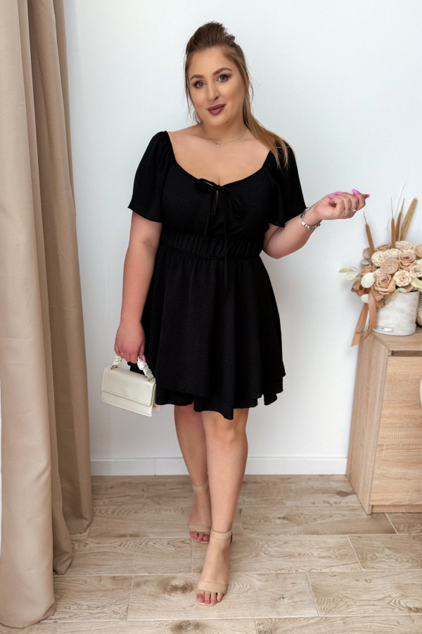 Kombinezon plus size z wiązaniem na dekolcie Lavinia - czarny 8