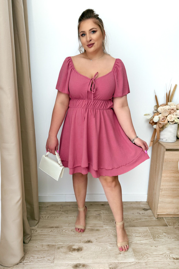 PREORDER Kombinezon plus size z wiązaniem na dekolcie Lavinia - jagodowy (dostawa 10.06.) 1