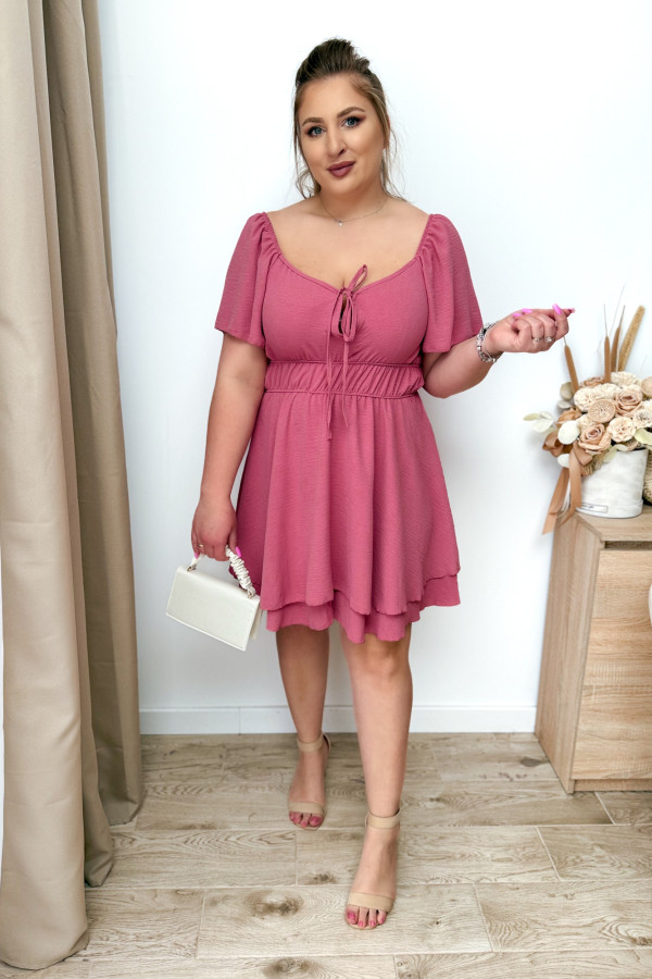 PREORDER Kombinezon plus size z wiązaniem na dekolcie Lavinia - jagodowy (dostawa 10.06.) 3