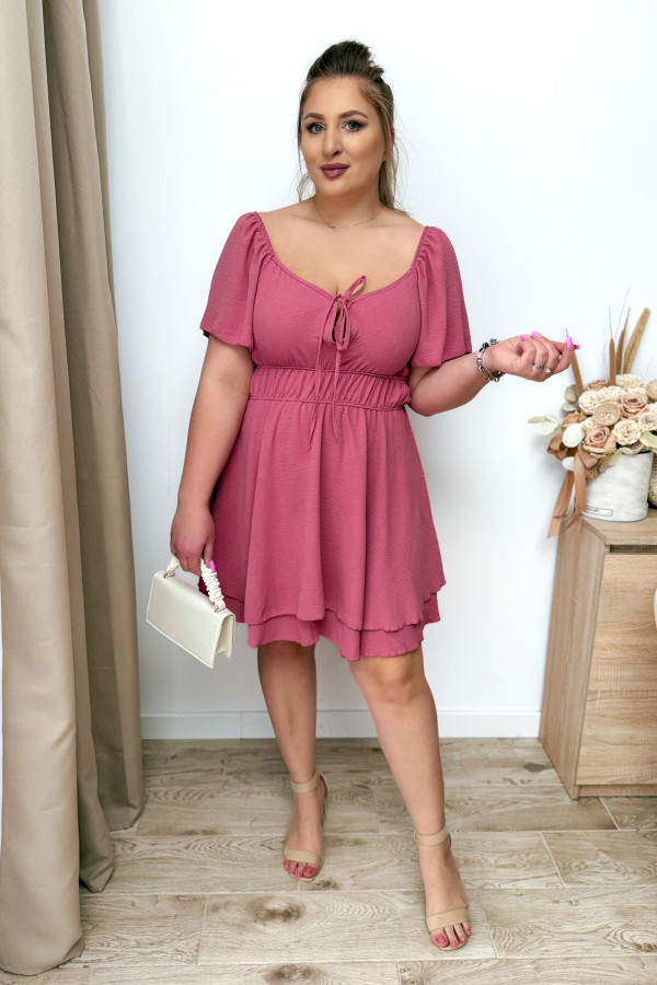 PREORDER Kombinezon plus size z wiązaniem na dekolcie Lavinia - jagodowy (dostawa 10.06.) 4