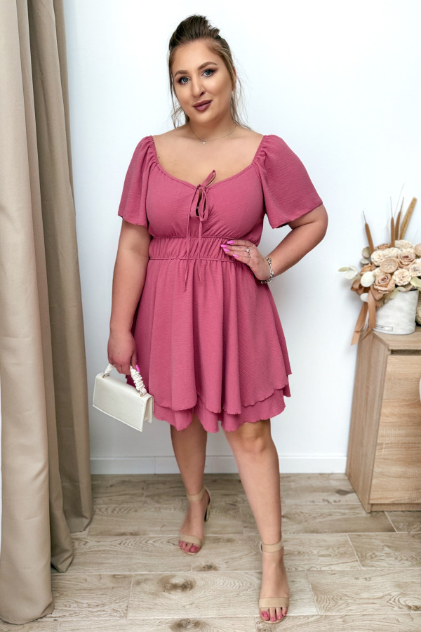 PREORDER Kombinezon plus size z wiązaniem na dekolcie Lavinia - jagodowy (dostawa 10.06.) 5