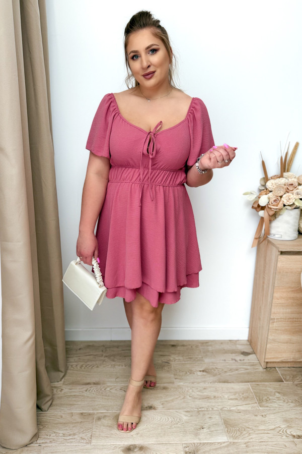 Kombinezon plus size z wiązaniem na dekolcie Lavinia - jagodowy