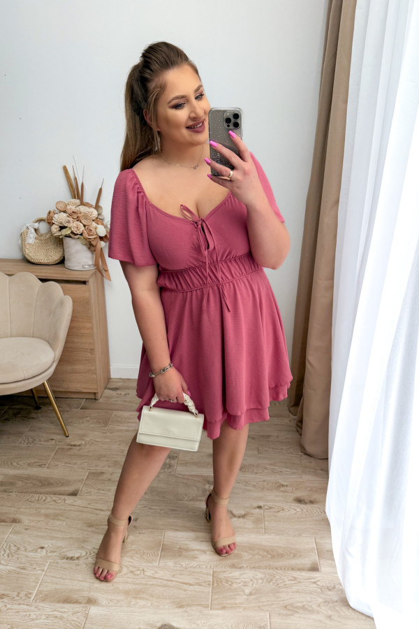 PREORDER Kombinezon plus size z wiązaniem na dekolcie Lavinia - jagodowy (dostawa 10.06.) 6