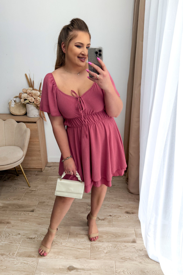 PREORDER Kombinezon plus size z wiązaniem na dekolcie Lavinia - jagodowy (dostawa 10.06.) 9