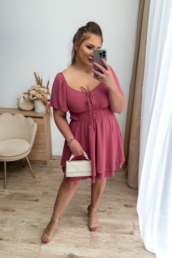 PREORDER Kombinezon plus size z wiązaniem na dekolcie Lavinia - jagodowy (dostawa 10.06.) 12